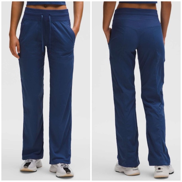NWT Lululemon Dance Studio Mid Rise Full Length Pant Blue Travel Commute Sz 8 - Picture 1 of 12